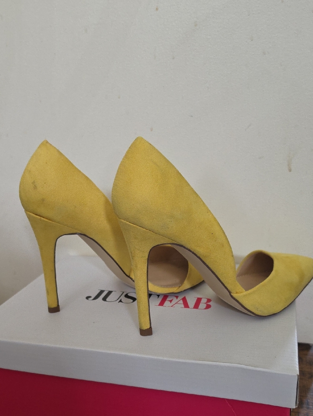 JustFab Yellow Suede Pointed-Toe Stiletto Pumps